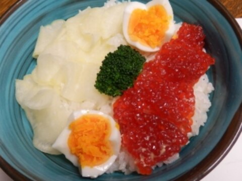 酒粕スジコと塩麹大根の簡単紅白丼